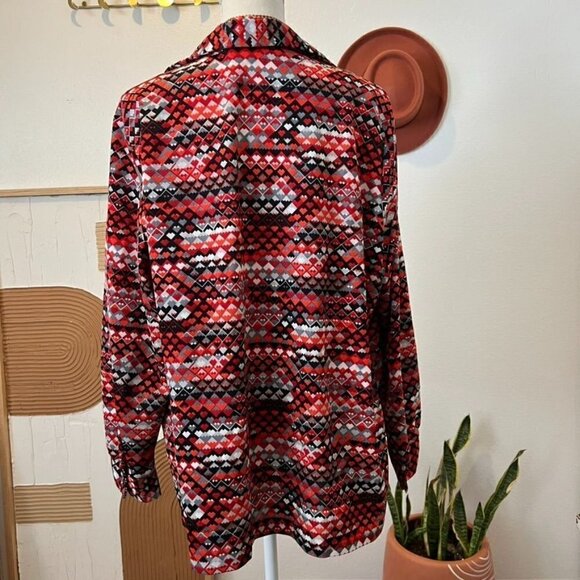 M'lady Vintage 70s Red Southwestern Mountain Abstract Print Long Sleeve Blouse - Picture 5 of 11